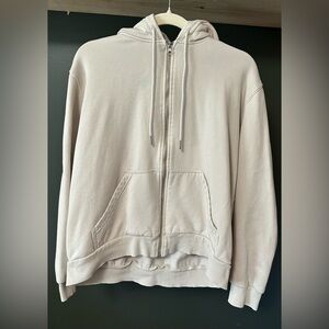 H&M Light Beige Zip Hoodie with Silver Zipper